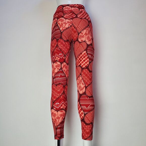 NEW LuLaRoe Valentine's Red Pink Heart Leggings - Picture 3 of 8